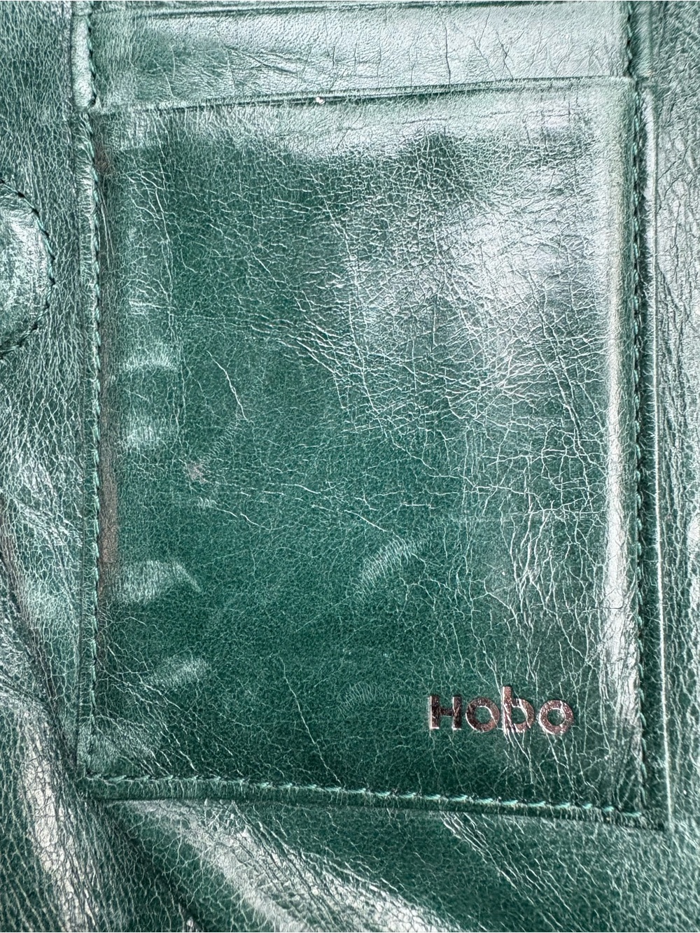 HOBO Teal-Green Leather Zip Wallet